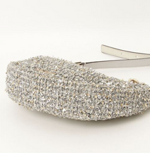 Load image into Gallery viewer, Kate Spade Smile Crossbody Bag Small Silver Metallic Tweed Leather Chain Strap