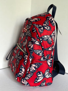Kate Spade Backpack Womens Medium Red Chelsea Recycled Nylon Butterfly