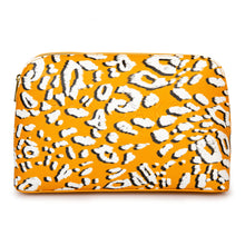 Load image into Gallery viewer, Ted Baker Makeup Toiletry Travel Bag Large Yellow Leopard Print Top Zip