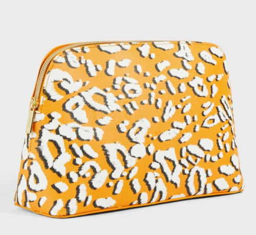 Ted Baker Travel Wash Bag Large Yellow Leopard Print Makeup Cosmetic Luciiaa