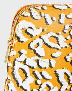 Ted Baker Makeup Toiletry Travel Bag Large Yellow Leopard Print Top Zip