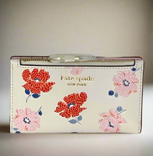 Load image into Gallery viewer, Morgan Dotty Floral Slim Bifold Wallet ID Womens Embossed Leather White ORGPKG