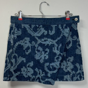 Rag & Bone Marina Textured Blue Indigo Women's Denim Wrap Mini Skirt - 8