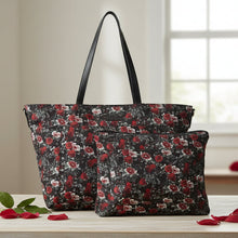 Load image into Gallery viewer, Rebecca Minkoff Floral Nylon Tote Bag Large Black Crossbody Travel Carryall