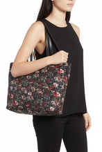 Load image into Gallery viewer, Rebecca Minkoff Floral Nylon Tote Bag Large Black Crossbody Travel Carryall