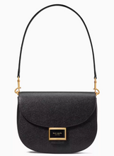 Load image into Gallery viewer, Kate Spade Katy Convertible Saddle Bag Crossbody Black Leather Shoulder Bag