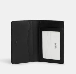 Coach ID Wallet Mens Black Bifold Slim Card Case Signature Canvas CJ753