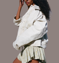 Load image into Gallery viewer, Free People Suzy Jacket Womens Large Cotton Linen Boxy Oversized Vintage White