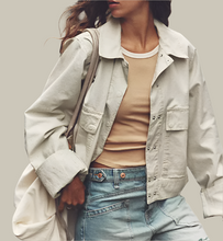 Load image into Gallery viewer, Free People Suzy Jacket Womens Large Cotton Linen Boxy Oversized Vintage White