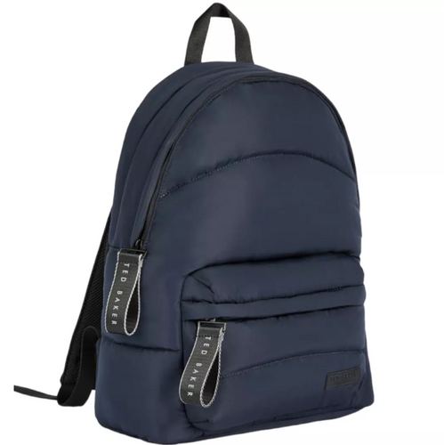 Ted Baker Puffer Large Backpack Blue Streek Nylon Quilted Laptop Pocket Pocket