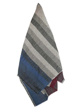 Load image into Gallery viewer, Fraas Large Throw Blanket Blue Striped Cotton Fringed 60x70 Sustainable
