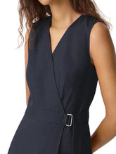 Load image into Gallery viewer, Theory Sleeveless A-Line Wrap Dress 12 Dark Navy Linen Blend Caliver 2