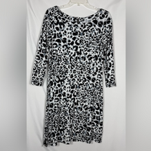 Load image into Gallery viewer, Tommy Bahama Dress Womens Medium White Shift Scoop Neck Leopard Stretch