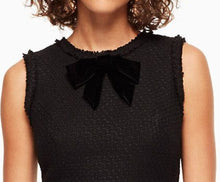 Load image into Gallery viewer, Kate Spade Dress Womens 0 Black Sheath Sleeveless Bow Tie Tweed Ruffle Short