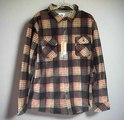 Vissla Plaid Flannel Shirt Mens XXL Plaid Long Sleeve Button Front Plush Cozy