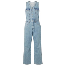 Load image into Gallery viewer, Agolde Flared Leg 70s Jumpsuit Womens 10 Blue Sleeveless V-Neck Denim Overalls