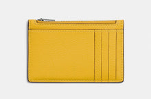 Load image into Gallery viewer, Coach Zip Card Case Wallet Mens Yellow Leather Slim Trompe L&#39;oeil CH130