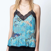 Load image into Gallery viewer, Zadig &amp; Voltaire Celest Glam Rock Camisole Womens Small Blue Lace Trim