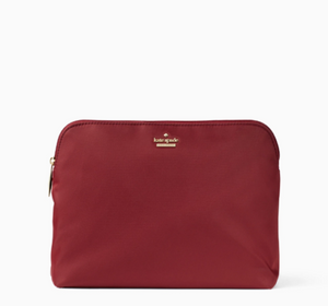 Kate Spade Watson Lane Briley Classic Nylon Top Zip Makeup Travel Case - Currant - Luxe Fashion Finds