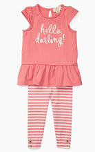 Load image into Gallery viewer, Kate Spade Baby Hello Darling Peplum Pink Cotton Top and Leggings Set - 12M - Luxe Fashion Finds