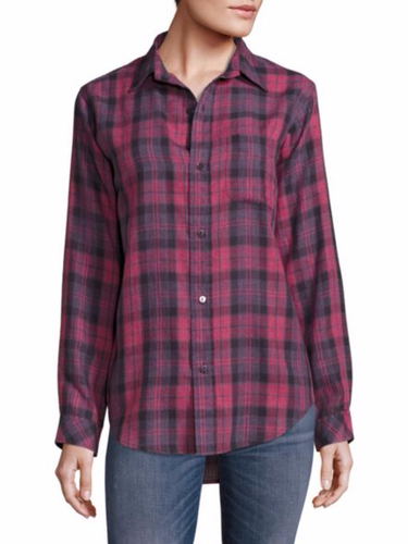 Current Elliott Women's Prep School Plaid Button Up Shirt, Red Rock - S (1) - Luxe Fashion Finds