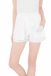 Sass & Bide TWO SUPER POWERS Women's Soft Tailored White Eyelet Short – 36-6 - Luxe Fashion Finds