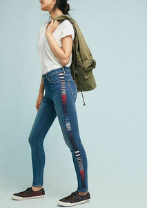 Anthropologie Women's Levi's 721 High-Rise Embroidered Seam Skinny Jeans. - Luxe Fashion Finds