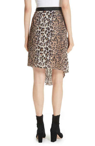 Joie Ornica Leopard Print Asymmetrical Draped Knee Length Ruched Skirt. - Luxe Fashion Finds