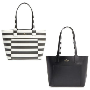 Kate Spade Jones Street Reversible Small Posey Leather Striped Open Top Tote Bag - Luxe Fashion Finds