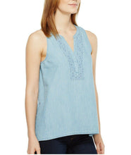 Load image into Gallery viewer, Soft Joie Women&#39;s Kerryn Sleeveless Embroidered Chambray Vintage Blue Top -XS - Luxe Fashion Finds