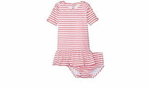 Load image into Gallery viewer, Kate Spade Girl&#39;s Bow Trim Cotton Pink Stripe Ruffle Dress &amp; Bloomer Set 24M - Luxe Fashion Finds