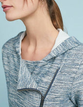 Load image into Gallery viewer, Anthropologie Women&#39;s Moto Crop Hoodie Blue Cotton Tweed Cardigan Jacket  XS - Luxe Fashion Finds