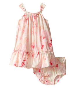 Kate Spade Bow Neck Ruffle Cotton Pink Baby Floral Dress & Bloomers Set 12 & 24M - Luxe Fashion Finds
