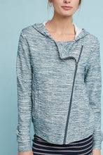 Load image into Gallery viewer, Anthropologie Women&#39;s Moto Crop Hoodie Blue Cotton Tweed Cardigan Jacket  XS - Luxe Fashion Finds