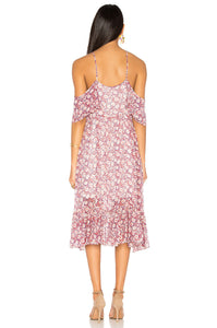 Rebecca Minkoff Buffy Cold Shoulder Floral Print Georgette Pink A-Line Dress XS - Luxe Fashion Finds