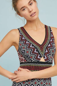 Anthropologie Bodycon Embroidered Bohemian Knit Sleeveless V-Neck Dress - Luxe Fashion Finds