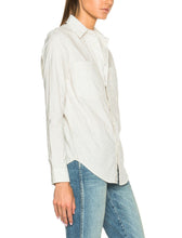 Load image into Gallery viewer, MOTHER Breezy Foxy Cotton Long Seeve Split Back Pinstripe Cream Shirt - Large - Luxe Fashion Finds