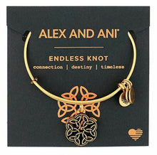 Load image into Gallery viewer, Alex &amp; Ani Endless Knot &quot;Destiny&quot; Adjustable Charm Bangle Bracelet, Gold - Luxe Fashion Finds