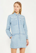 Load image into Gallery viewer, Juicy Couture Chambray Embroidered Cotton Mini Shirt Dress Mojave Wash - Small - Luxe Fashion Finds