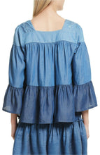 Load image into Gallery viewer, Kate Spade Women&#39;s Chambray Ruffle Floral Embroidered Smocked Blue Top - Luxe Fashion Finds