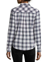 Load image into Gallery viewer, Current/Elliott Women&#39;s Slim Boy Burnside Blue Plaid Cotton Shirt - Large (3) - Luxe Fashion Finds