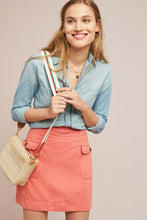 Load image into Gallery viewer, Anthropologie Women&#39;s Cotton Linen Flap Pocket Utility Pink Denim Mini Skirt - Luxe Fashion Finds