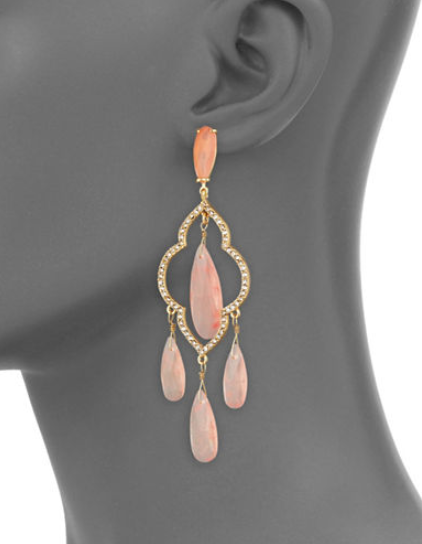 Kate Spade Women's Crystal Lantern Gold Plated Stud Pink Chandelier Earrings - Luxe Fashion Finds