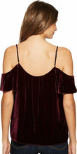 Load image into Gallery viewer, Joie Adorlee E Women&#39;s Cold Shoulder Velvet Dark Red Flutter Sleeve Top - Medium - Luxe Fashion Finds