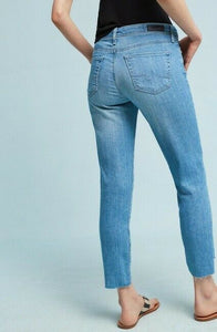 AG Goldschmied Women's Stevie Mid-Rise Distress Hi-Lo Hem Capri Crop Jeans - 32. - Luxe Fashion Finds