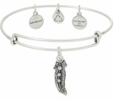 Load image into Gallery viewer, Alex &amp; Ani Swarovski Crystal Silver Feather “Truth” Charm Bangle Bracelet - Luxe Fashion Finds