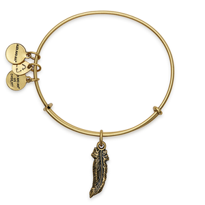 Alex & Ani Swarovski Crystal Gold Feather “Truth” Charm Bangle Bracelet - Luxe Fashion Finds