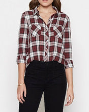 Load image into Gallery viewer, Soft Joie Women&#39;s Lilya Plaid Button Up Cotton Shirt, Garnet Red Check - Medium. - Luxe Fashion Finds