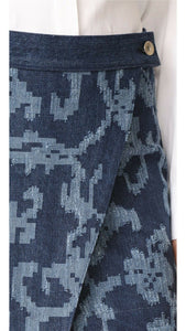 Rag & Bone Marina Textured Blue Indigo Denim Wrap Mini Skirt - 8 - Luxe Fashion Finds