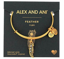 Load image into Gallery viewer, Alex &amp; Ani Swarovski Crystal Gold Feather “Truth” Charm Bangle Bracelet - Luxe Fashion Finds